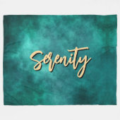 Deep Teal Serenity フリースブランケット (正面(横))