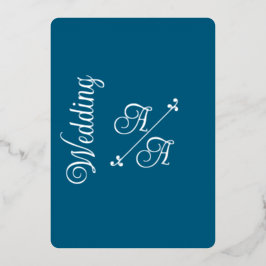 Deep Teal Solid Color Silver Foil  箔招待状