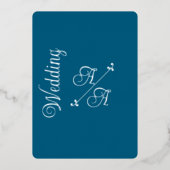 Deep Teal Solid Color Silver Foil  箔招待状 (正面)