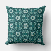 Deep Teal Starburst Geometric Throw Pillow クッション (正面)