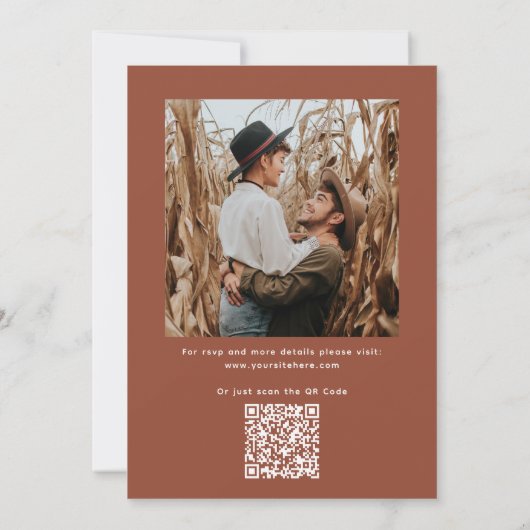 Deep Terracotta Fall Wedding | Autumn Photo & QR 招待状 (裏面)