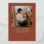 Deep Terracotta & Gold Wedding | Minimalist Photo 箔招待状 (裏面)