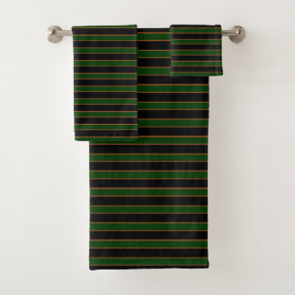 Deep Vintage Striped Green Pattern Bath Towels バスタオルセット