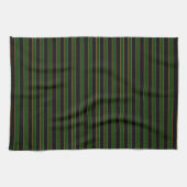 Deep Vintage Striped Green Pattern Kitchen Towel キッチンタオル (横)
