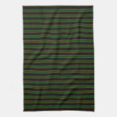 Deep Vintage Striped Green Pattern Kitchen Towel キッチンタオル (縦)