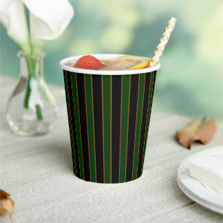Deep Vintage Striped Green Pattern Paper Cups 紙コップ