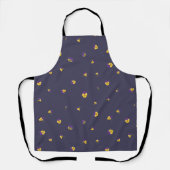 Deep Violet Purple Yellow Viola Floral Pattern エプロン (正面)