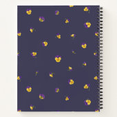 Deep Violet Purple Yellow Viola Floral Pattern ノートブック (裏面)