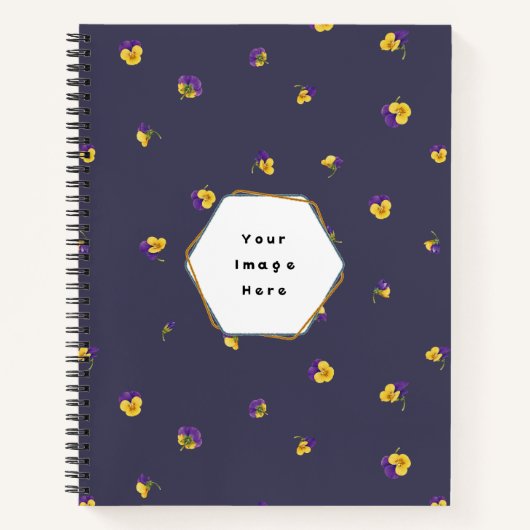 Deep Violet Purple Yellow Viola Floral Pattern ノートブック (正面)