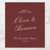 Deep Wine Classic Calligraphy Wedding ワインラベル (シングルラベル)