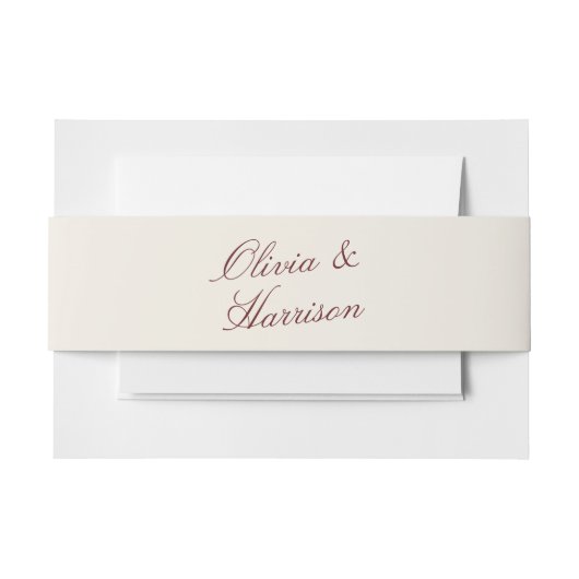 Deep Wine Classic Calligraphy Wedding 招待状ベリーバンド (正面例)