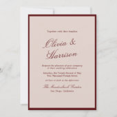 Deep Wine Old Money Calligraphy Wedding Invitation 招待状 (正面)