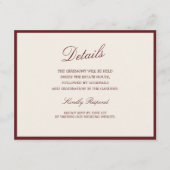 Deep Wine Old Money QR Wedding Details Card エンクロージャーカード (正面)