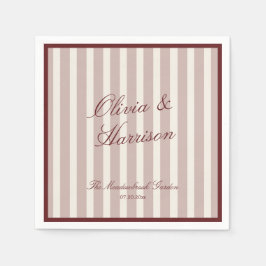 Deep Wine Old Money Striped Wedding Napkins スタンダードカクテルナプキン