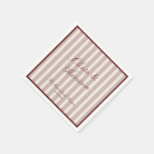 Deep Wine Old Money Striped Wedding Napkins スタンダードカクテルナプキン (角)