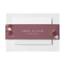 Deep Wine Old Money Wedding Belly Band 招待状ベリーバンド