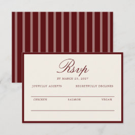 Deep Wine Old Money Wedding RSVP Card エンクロージャーカード
