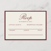Deep Wine Old Money Wedding RSVP Card エンクロージャーカード (正面)