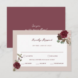 Deep Wine Old Money Wedding RSVP Card エンクロージャーカード