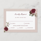Deep Wine Old Money Wedding RSVP Card エンクロージャーカード (正面)