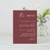Deep Wine Red Fall Wedding | Elegant Modern Moody メニュー (スタンド正面)
