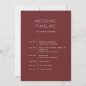 Deep Wine Red Wedding Timeline. Schedule + Welcome 招待状 (裏面)