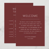 Deep Wine Red Wedding Timeline. Schedule + Welcome 招待状 (正面/裏面)