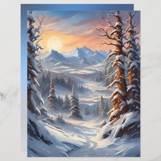 Deep Winter in the Mountains Scrapbook Paper (正面/裏面)