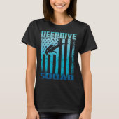 DeepDive Squad US Flag Underwater Scuba Diving Tシャツ (正面)