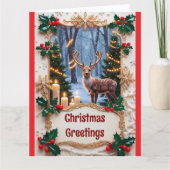 Deer And Christmas Lights Greeting Card カード (正面)