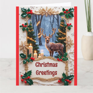 Deer And Christmas Lights Greeting Card カード