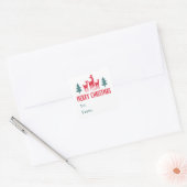 Deer and Christmas trees to from gift labels スクエアシール (封筒)