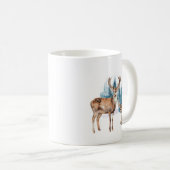 Deer and doe with snowy pine tree コーヒーマグカップ (正面右)