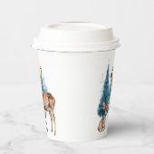 Deer and doe with snowy pine tree 紙コップ (左)