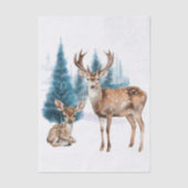 Deer and doe with snowy pine tree 薄葉紙 (正面)