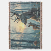 Deer and fawn at sunset スローブランケット (正面縦)