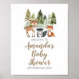 Deer animal adventure Camper Baby Shower Welcome ポスター