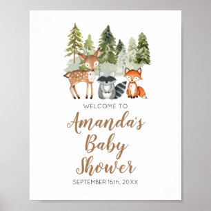 Deer animal adventure Camper Baby Shower Welcome ポスター