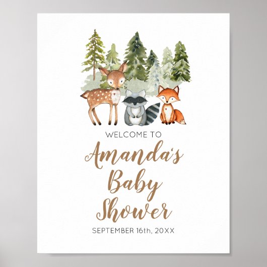 Deer animal adventure Camper Baby Shower Welcome ポスター (正面)