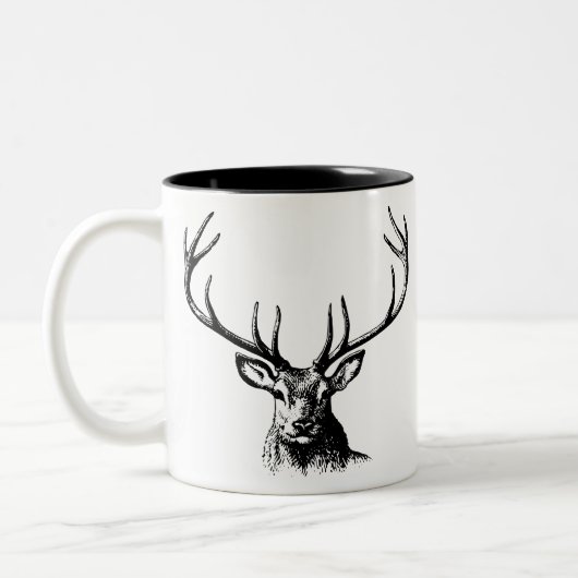 Deer Animal Antlers Nature Wildlife Horns Head ツートーンマグカップ (左)