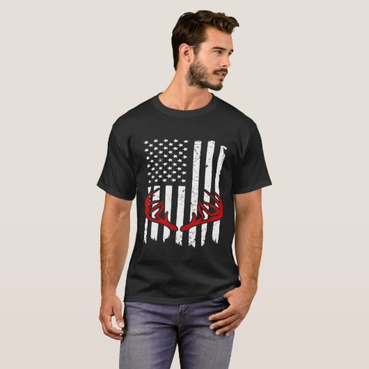 Deer Antler Bow Hunt 2020 Tee Whitetail Hunter Ame Tシャツ (正面フル)