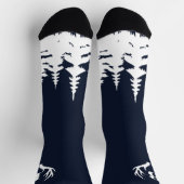Deer Antlers Men's Crew Socks Blue and White ソックス (上部)