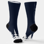 Deer Antlers Men's Crew Socks Blue and White ソックス (傾斜あり)