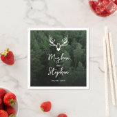 Deer Antlers Woodland Pine Tree Forest Wedding スタンダードカクテルナプキン (インサイチュ)