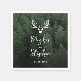 Deer Antlers Woodland Pine Tree Forest Wedding スタンダードカクテルナプキン