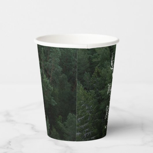 Deer Antlers Woodland Pine Tree Forest Wedding 紙コップ (右)