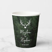 Deer Antlers Woodland Pine Tree Forest Wedding 紙コップ (正面)