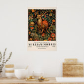 Deer Art Print William Morris Style, Botanical ポスター (キッチン)