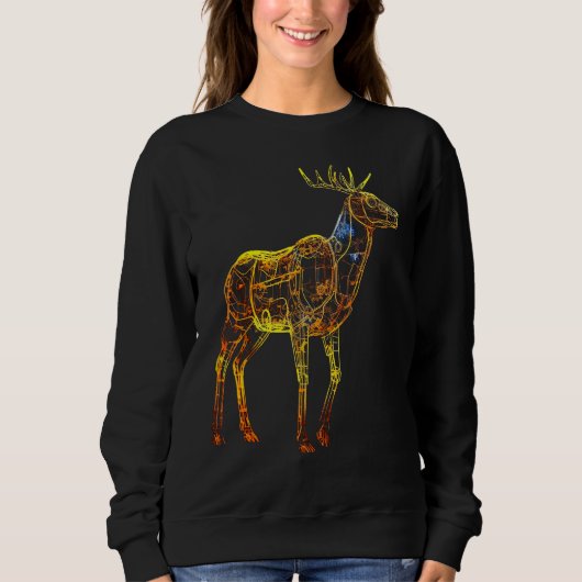 Deer artwork motif  animal deer スウェットシャツ (正面)