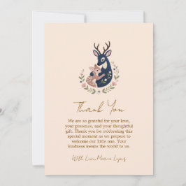 Deer baby and mama baby shower thank you card サンキューカード
